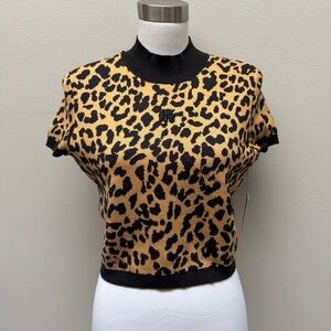 DKNY Leopard Print Knit Top